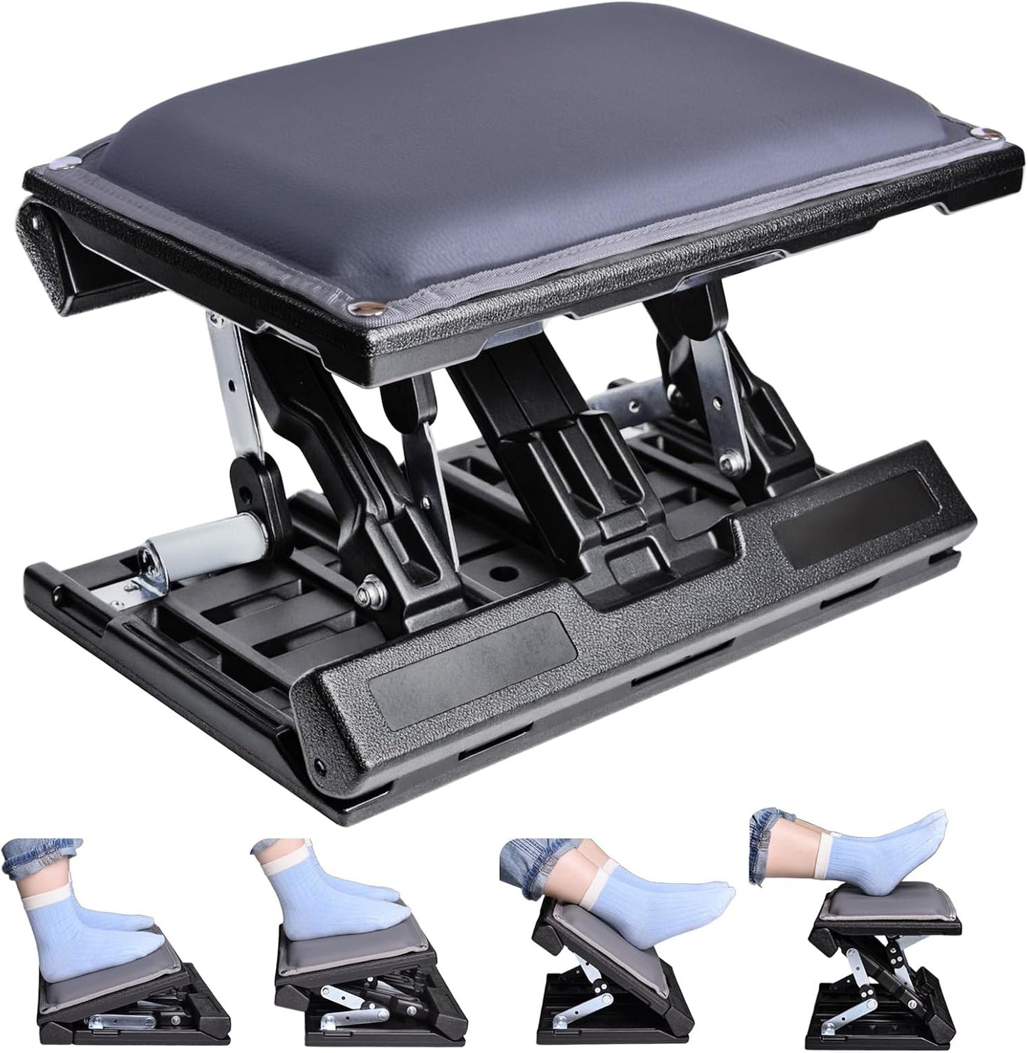 Scalebeard Foot Rest for Under Desk at Work,Height Adjustable Infinite Angle Ergonomic Foldable Footrest for Office, Gaming,Computer, Removable Pad Desk Foot Stool with Massage Beads,for All Seasons