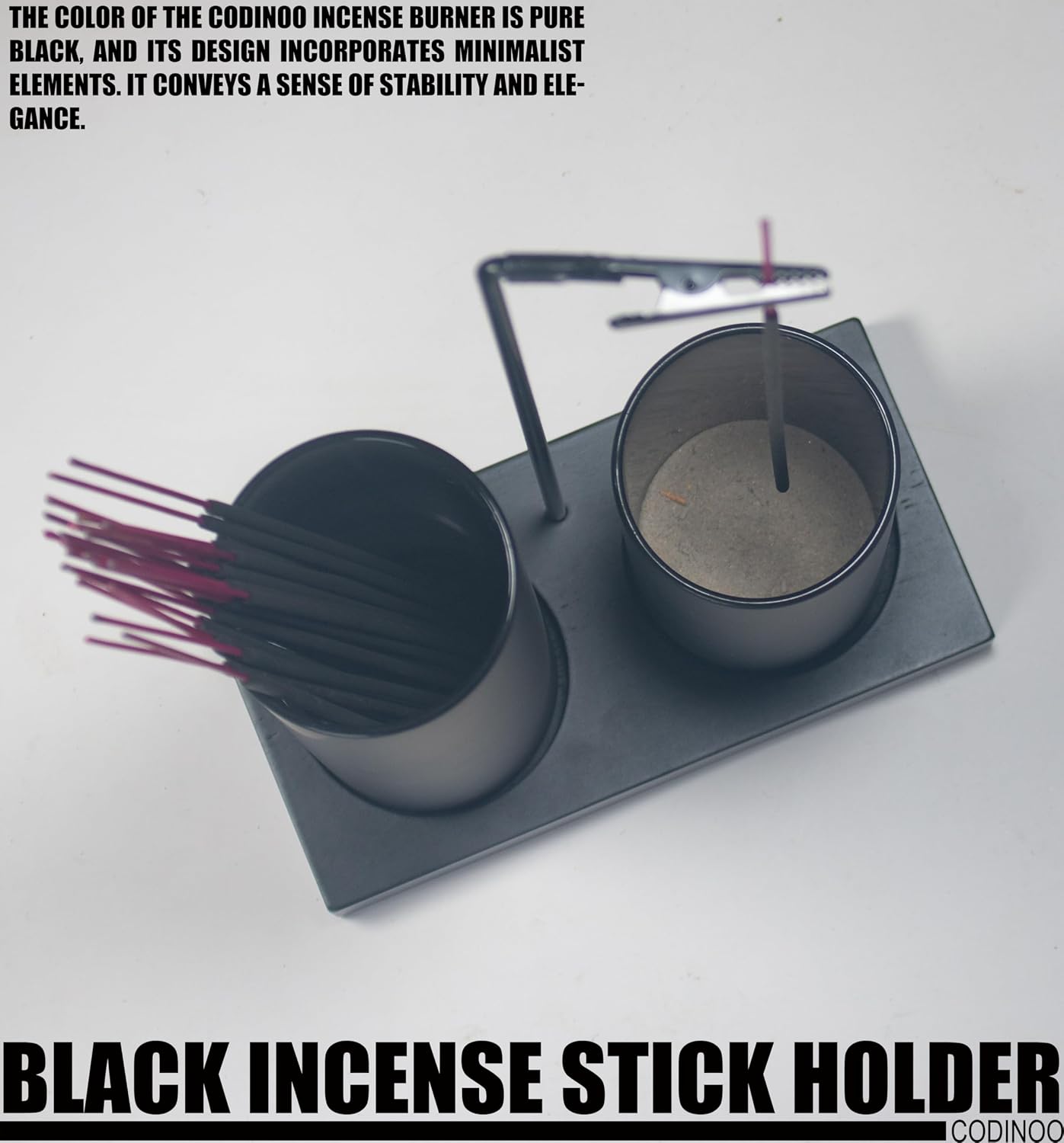 2 in 1 Incense Burner Holder for Sticks,Glass Incense Holder with Storage,Upside Down Incense Holder for Sticks with Glass Ash Catcher for Meditation Yoga Spa Room Home Decor[Full Black]