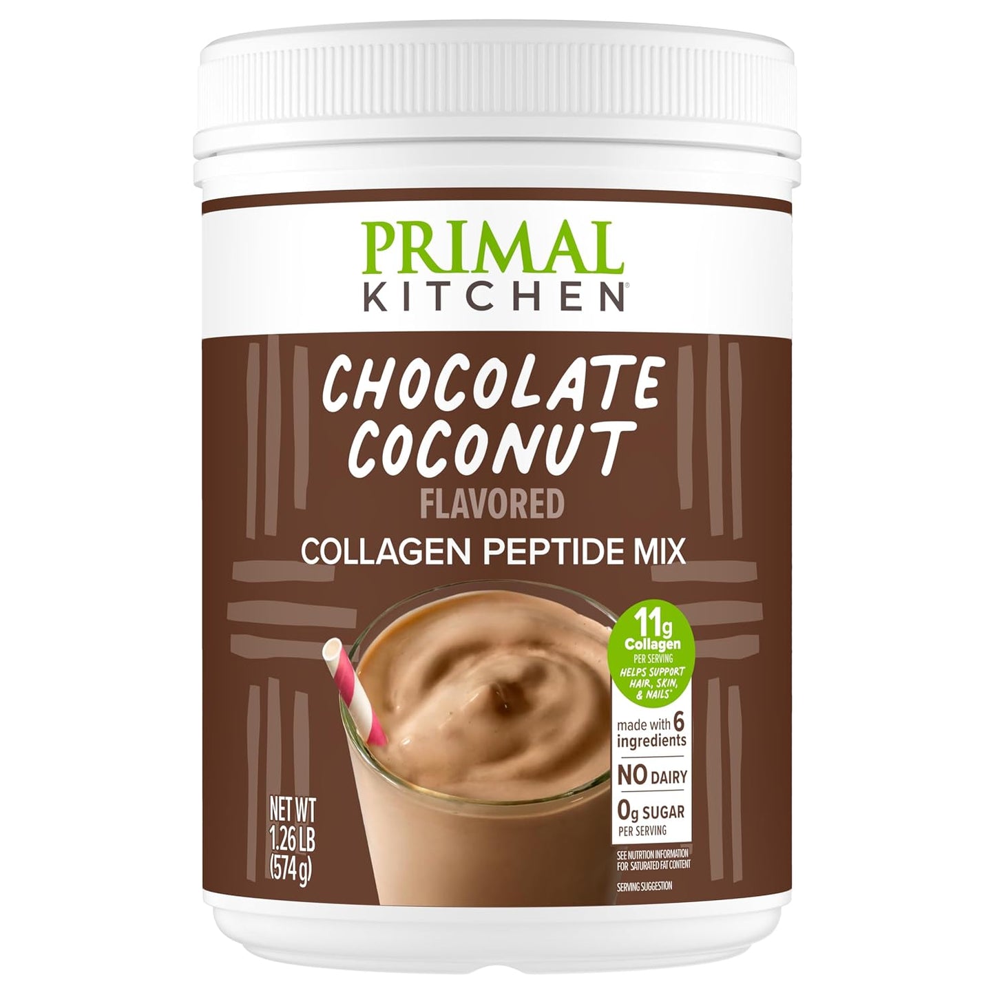 Primal Kitchen Matcha Collagen Keto Latte Powder, Sugar-Free Collagen Peptides, 9.33 Ounces
