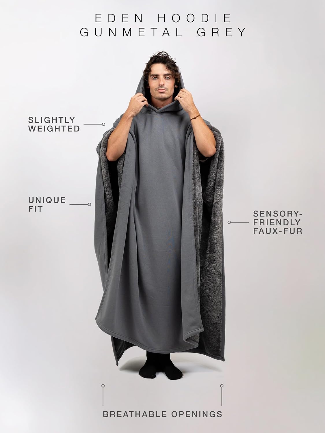 FREE THE SHEEP Eden Hoodie – Oversized Weighted Hoodie Cloak with Ultra-Soft Faux Fur Liner