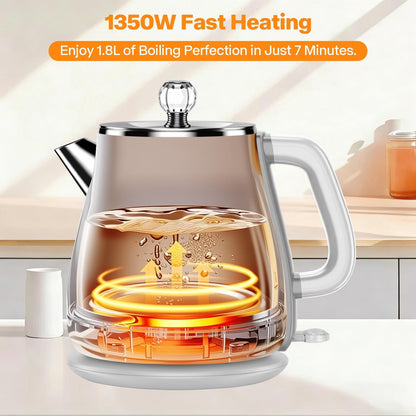 1.8L Electric Kettle, Tea Kettle with Fast Boil 1350W, Pearl White