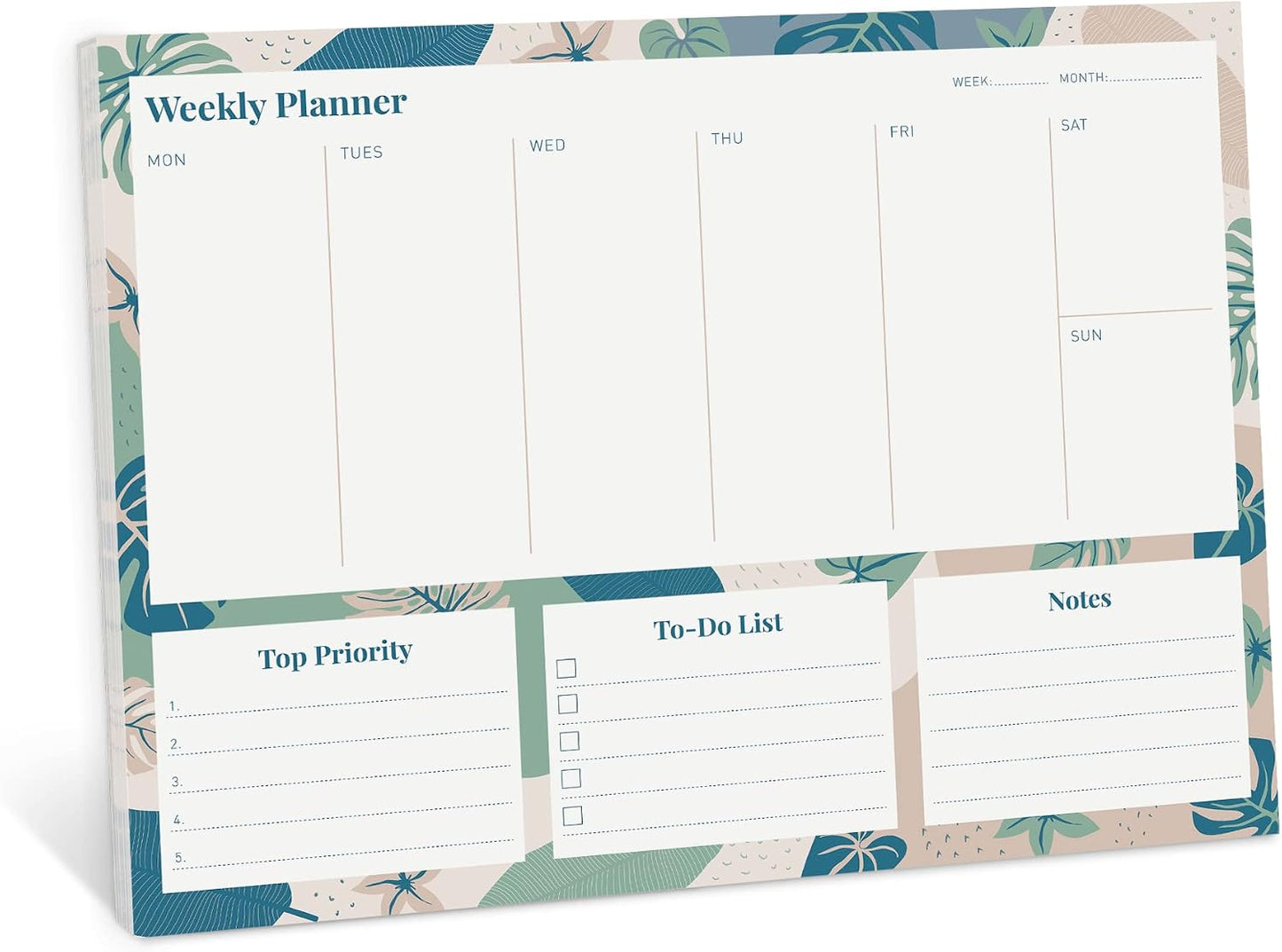 Riley's Weekly Planner Pad, Calendar Tear Off, Desk Organizer, To Do List Notepad, Undated Daily Planner 11" x 8.5"
