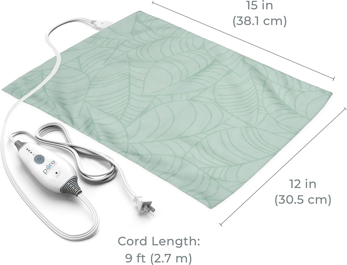 Pure Enrichment PureRelief Express Designer Series Electric Heating Pad - 12” x 15” Fast-Heating with 4 Heat Settings, Machine-Washable Fabric, & 2-Hour Auto Safety Shut-Off - Cerulean Diamond