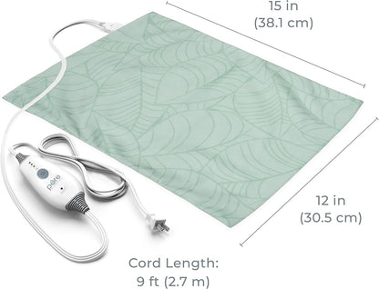 Pure Enrichment PureRelief Express Designer Series Electric Heating Pad - 12” x 15” Fast-Heating with 4 Heat Settings, Machine-Washable Fabric, & 2-Hour Auto Safety Shut-Off - Cerulean Diamond