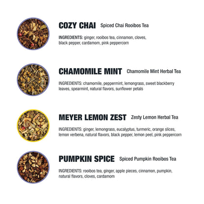 Tiesta Tea Fall Medley Dry Flight Set – Assorted Herbal, Black, Chai