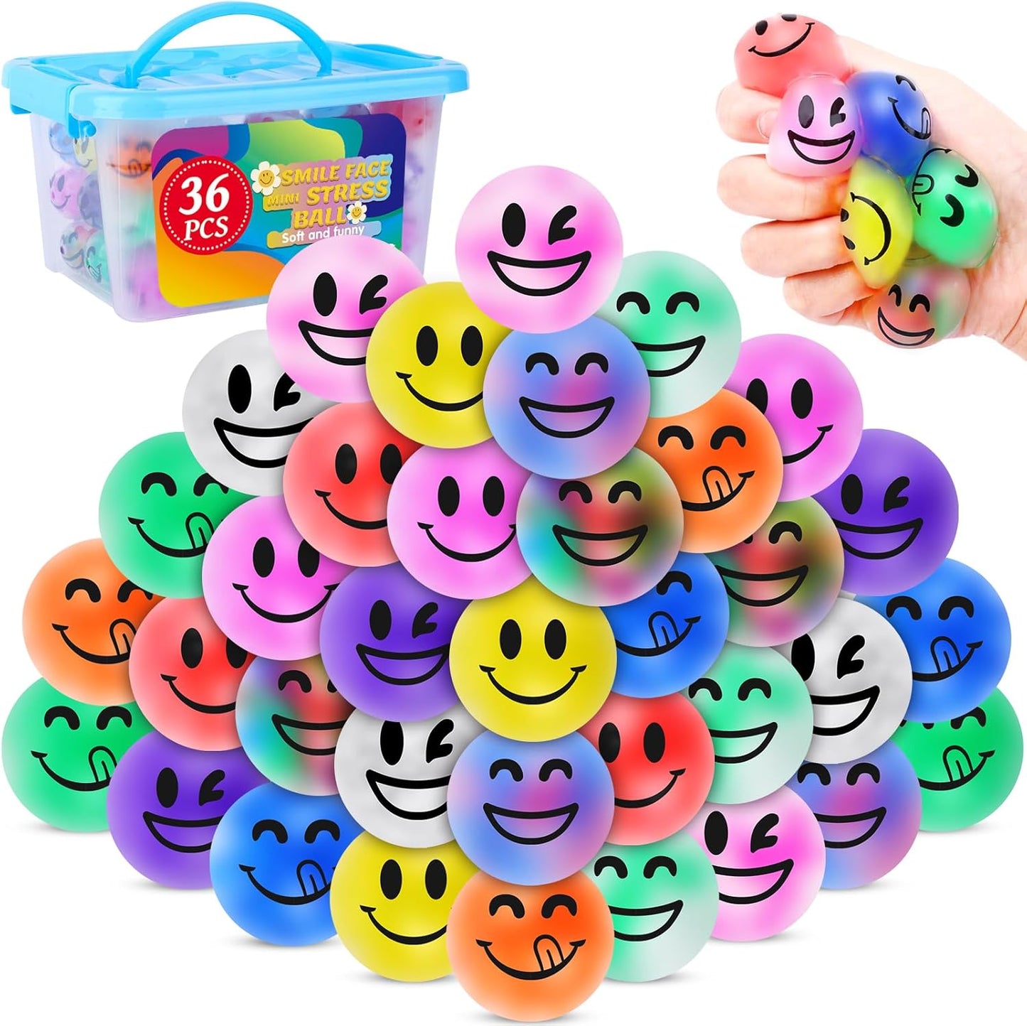 VISCOO 24 Pack Stress Balls for Adults, Squeeze Balls for Anxiety Relief, Soft Palm-Sized Pressure Balls, Durable Relaxation Set
