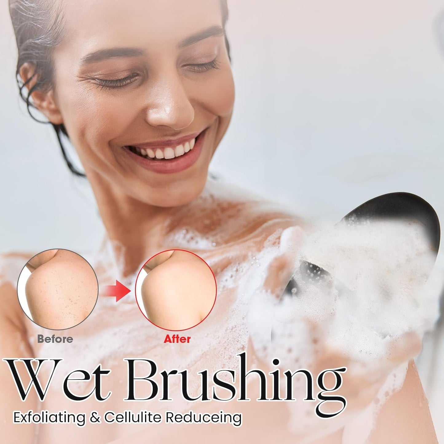Gejoy 10 Pcs Dry Brushing Body Brush for Lymphatic Drainage Exfoliating Brush with Massage Nodule Dry Skin Body Scrubber Cellulite Shower Circulation Dead Exfoliator (4.92 x 2.56 Inches,Wood Color)