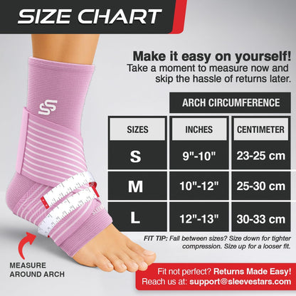 Sleeve Stars Ankle Brace for Women & Men, Ankle Wrap for Sprain, Compression Sleeve for Plantar Fasciitis Relief, Easy Customizable Support: w/ Removable Strap (Single/M:10"-12"/Black)