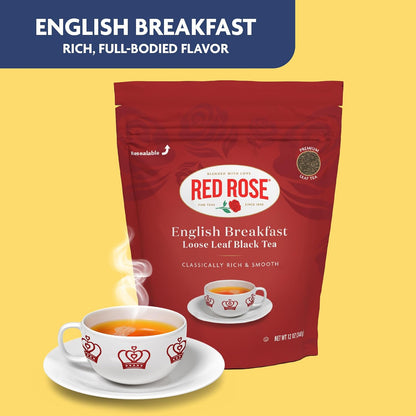 Red Rose English Breakfast, Loose Leaf Black Tea, 12 oz