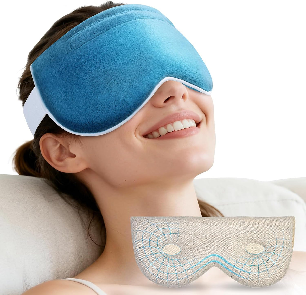 3D Heated Eye Mask for Dry Eyes,Microwavable Moist Heat Eye Compress