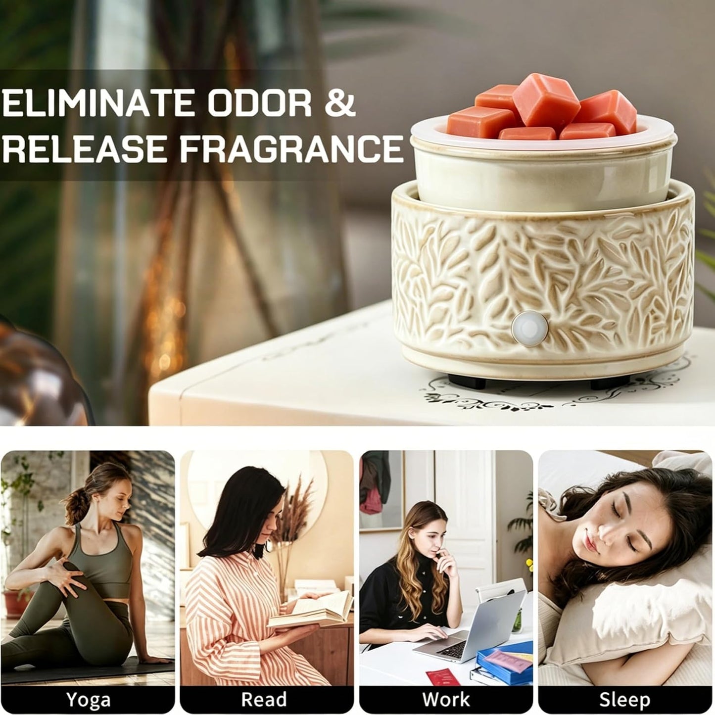 Wax Melt Warmer 3-in-1 Electric, Ceramic Wax Burner for Scented Wax & Essential Oil – Fast Heating, Flame-Free Aromatherapy for Home Office, White