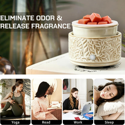 Wax Melt Warmer 3-in-1 Electric, Ceramic Wax Burner for Scented Wax & Essential Oil – Fast Heating, Flame-Free Aromatherapy for Home Office, White