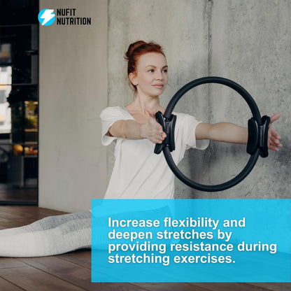 NuFit Pilates Ring Fitness Circle - 15" Inch - Best Home Workout Equipment for Thigh/Legs, Arms and Core, Pilates Reformer Ring for Men and Women