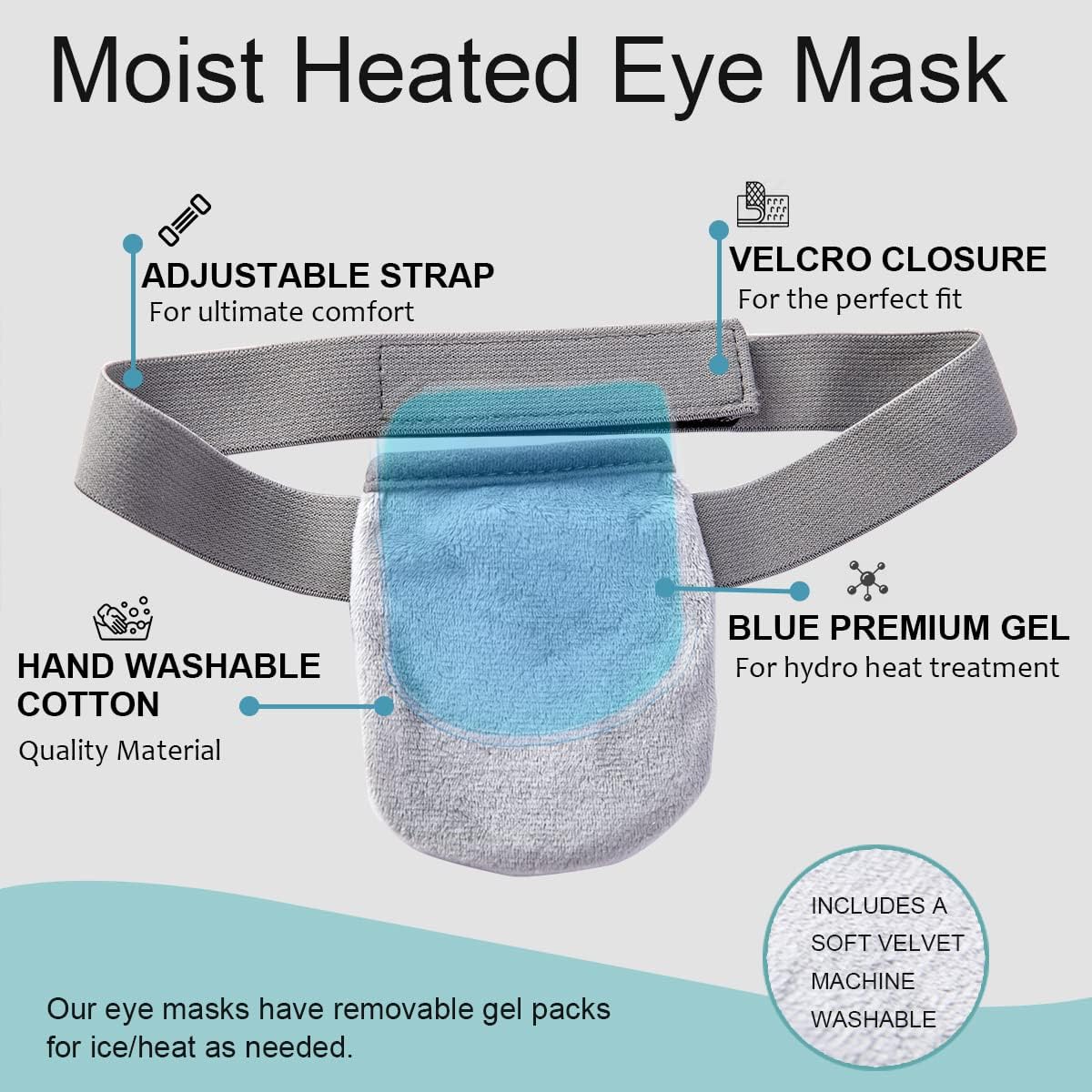 Single Moist Heat Eye Compress Pad, Microwavable, Eye Mask for Dry Eye, Good for Pink Eye, Blepharitis and Stye Eye, Reusable Gel Eye Mask with Storage Pouch