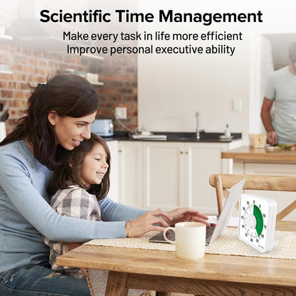 Secura 7.5 Inch Visual Timer, 60 Minute Visual Oversize Countdown Timer for Kids and Adults, Durable Mechanical Time Management Tool (Dark Green)