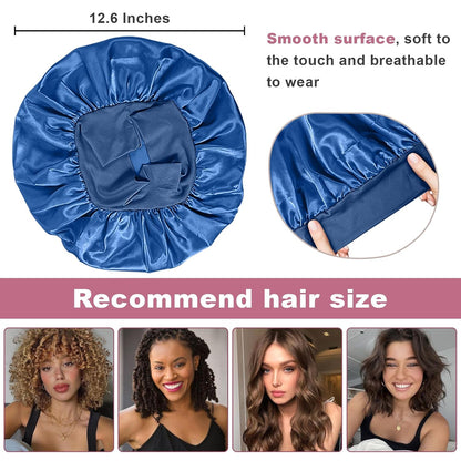 4Pcs Satin Bonnet Silk Bonnet, Hair Bonnet for Sleeping | Elastic Wide Band Silk Sleep Cap, Soft and Breathable, Black Red Purple Gold