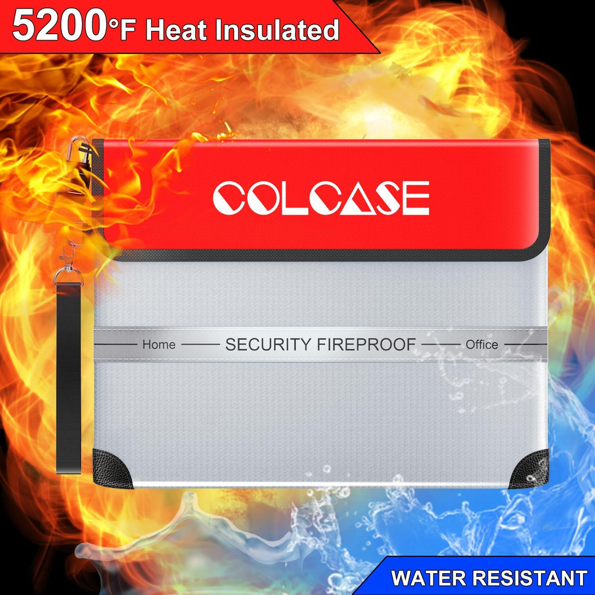 COLCASE Fireproof Document Bag 5200℉ Heat Insulated Waterproof Fireproof