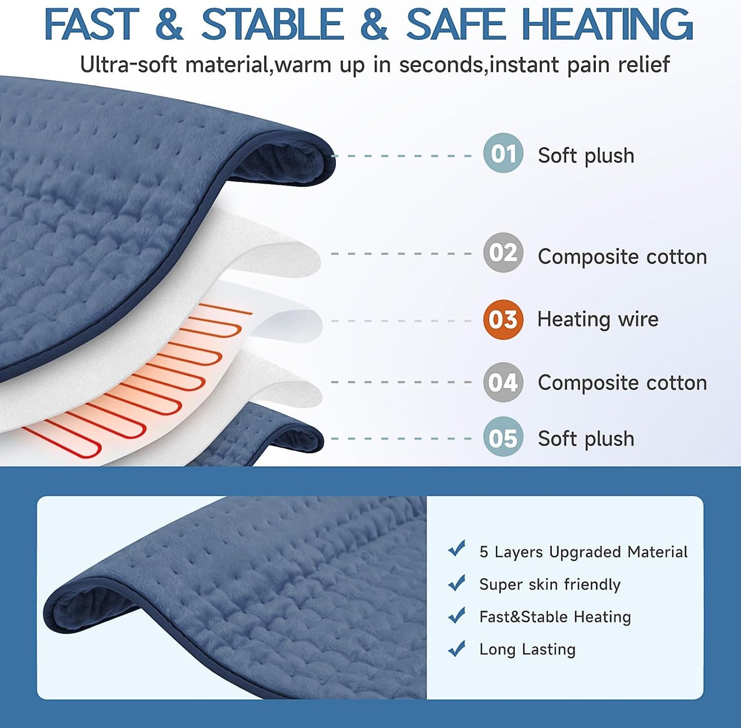 Heating Pad for Period Cramps, Heating Pad for Back/Neck/Shoulder Muscle Pain, 6 Heating & 4 Timer Setting, Auto Shut Off, Dry/Moist Heat & Machine Washable, Birthday Christma s Gifts for Women Mom