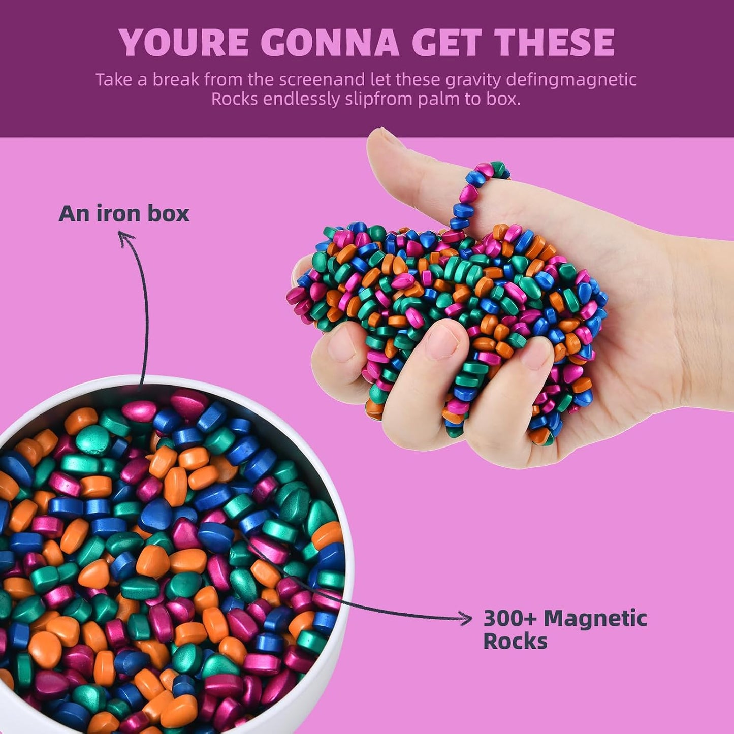 LCVUUK Magnetic Putty Rocks, Blue More Than 600 Weak Magnetic Smooth Ferrite Pebbles, Desk Toys and Time-Killer for Adults