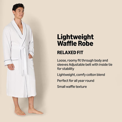 Amazon Essentials Men's Lightweight Cotton Waffle Bathrobe (Available in Big & Tall)