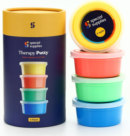 Special Supplies Therapy Putty for Teens and Adults - Resistive Hand Exercise Stress Relief Therapy Putty Kit, Set of 4 Strengths, Three Ounces of Each Putty (Primary Colors)