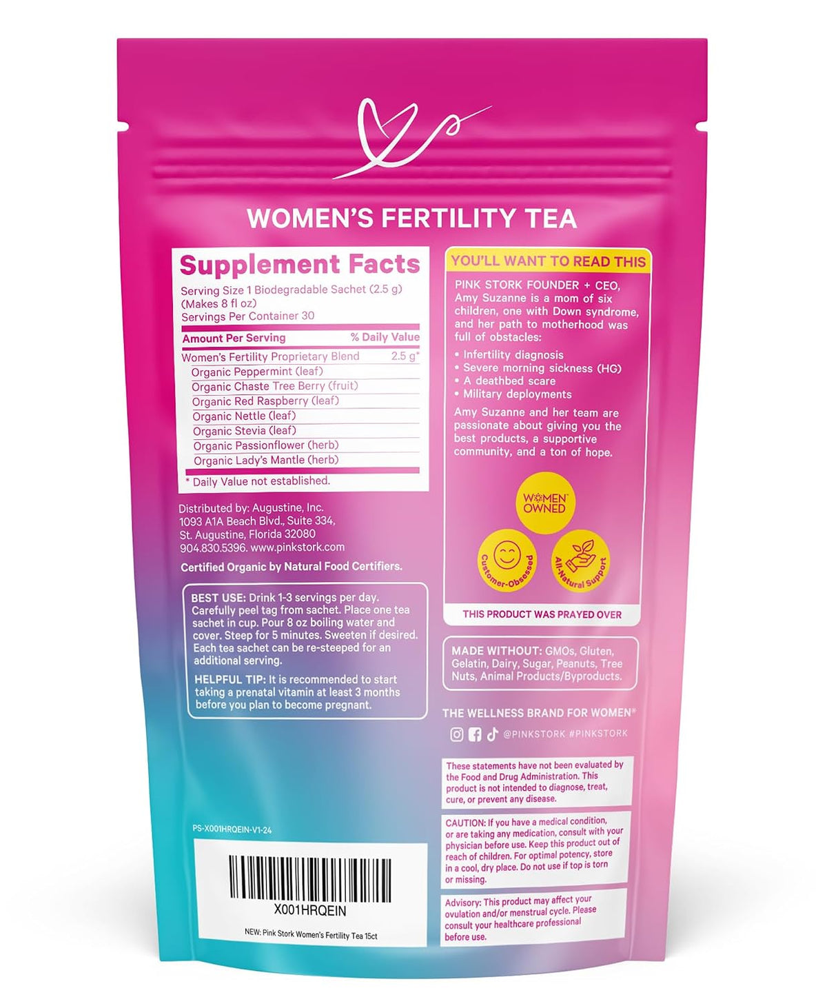Pink Stork Fertility Tea, Organic Vitex + Cycle Support, Sweet Mint