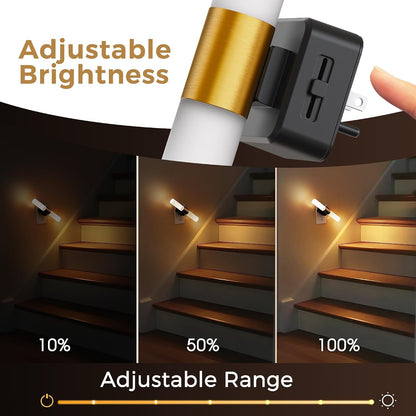 L LOHAS LED Night Lights Plug into wall, Amber Night Light with Adjustable Brightness, Plug in NightLight with Auto Light Sensor, Wall Sconce-Style Design Night Light for Bathroom,Hallway, 2 Pack
