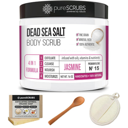 pureSCRUBS Premium Cucumber Body Scrub Set, Exfoliating Dead Sea Salt Scrub
