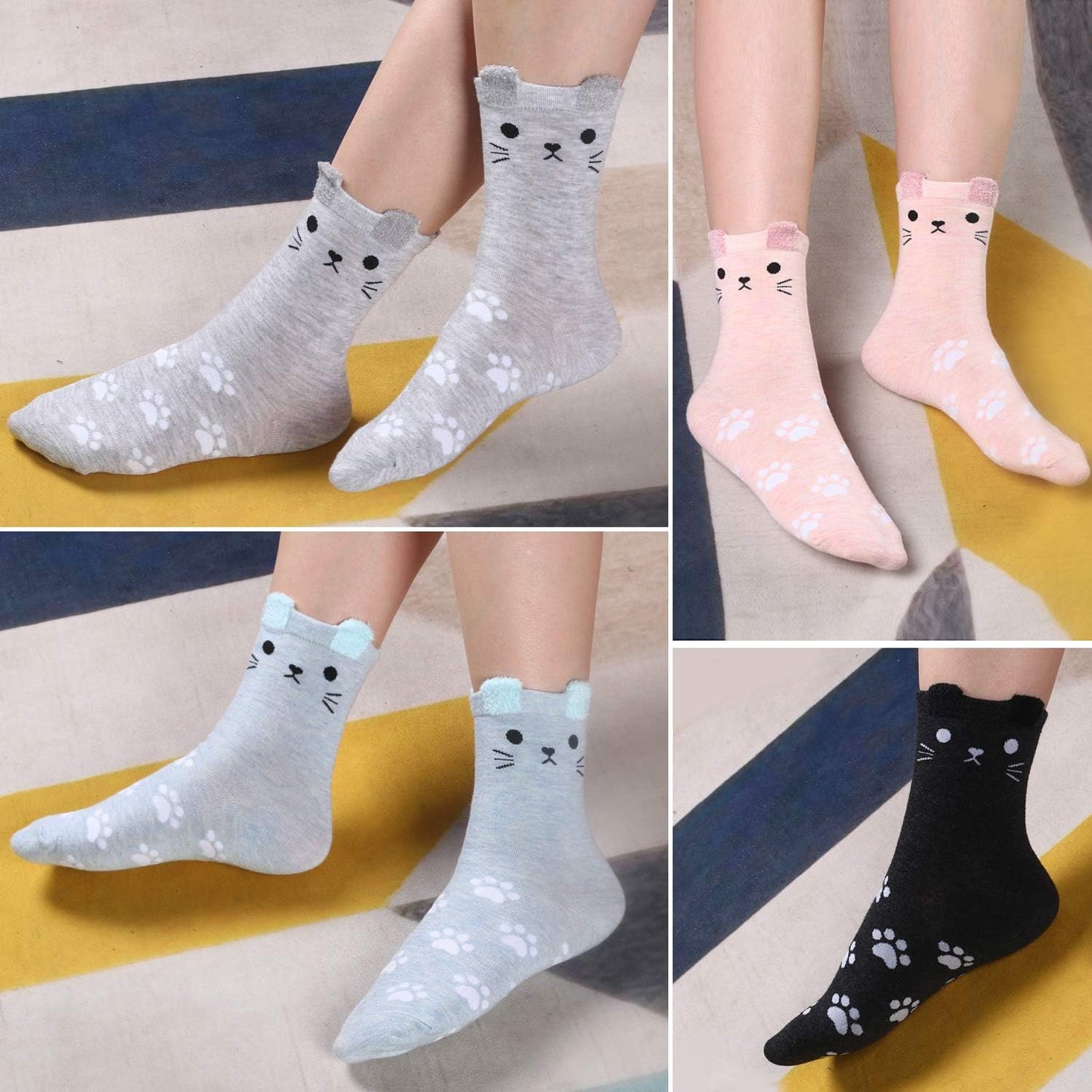 Jeasona Cute Cat Gifts for Women Animal Cat Socks Wife Mom Girlfriend Daughter