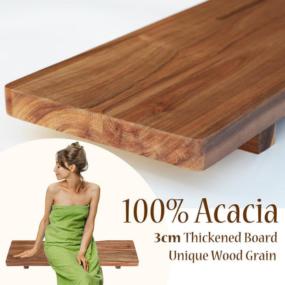 1.2IN Thickened Board Acacia Wood Bathtub Tray Caddy for Freestanding Tub