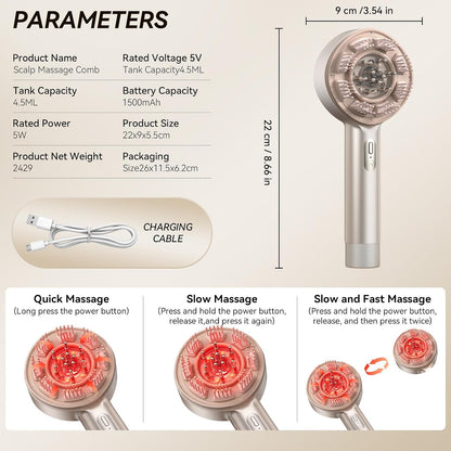 Electric Scalp Massager, 3-in-1 Scalp Care Brush with Oil Applicator, Waterproof IPX7, for Cleaning, Relaxation, and Healthy Scalp