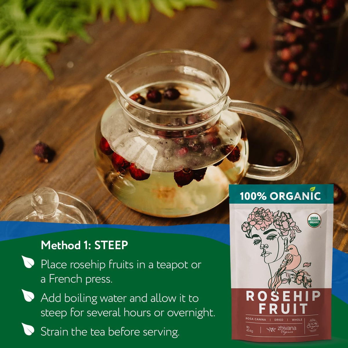 Organic Rosehips Dried 16oz. – Rose Hip Tea Loose Leaf – Vitamin C from Food