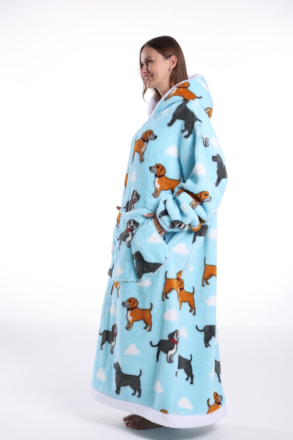 Capecage Blanket Hoodie, Long Hooded Blanket Sweatshirt as Birthday Gifts for Women Men, Long Wearable Blanket for Women Men.