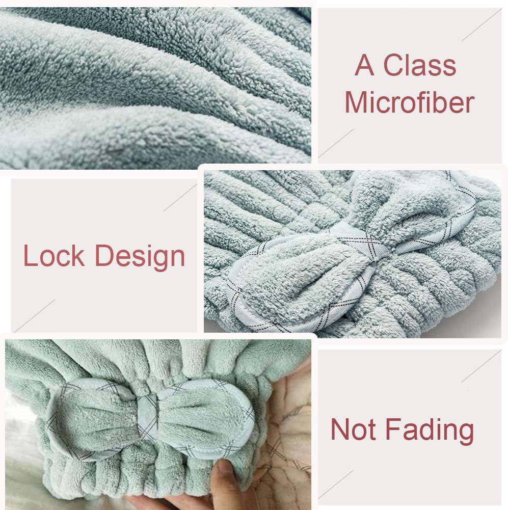 Jseng 2PC Microfiber Hair Drying Caps, Extrame Soft & Ultra Absorbent, Fast Drying Hair Turban Wrap Towels Shower Cap for Girls and Women