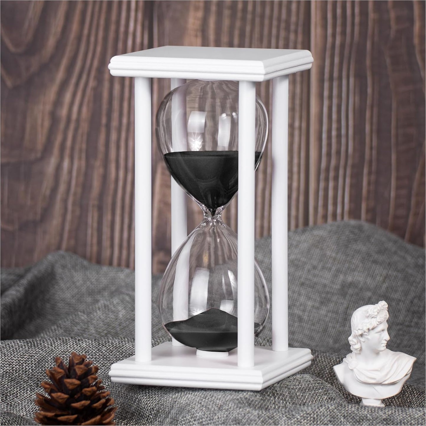 BELLAWARE Hourglass Timer with Red Sand, 60 Minute Wooden Sand Timer | Creative Handcraft Decoration