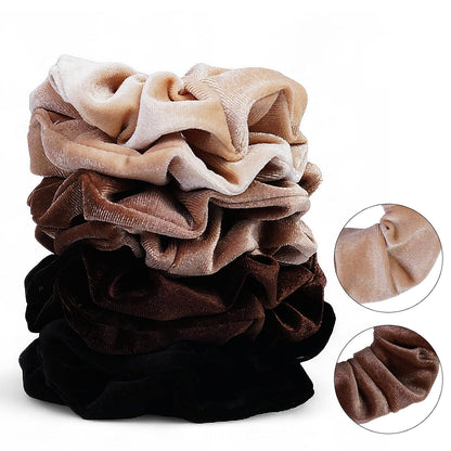 Satin Scrunchies for Women – 8PCS Blush & Brown Silk Hair Ties Set – No Crease, Frizz-Free, Gentle Elastic Hair Bands, Soft & Stylish Everyday Hair Accessories Gifts