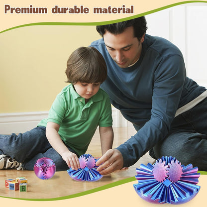 Gear Ball Fidget Toys Steampunk Gear Sphere Stress Relief for Kids Adults 3D Printed Unique Funny Birthday Gift for Christmas White Elephant Stocking Stuffer Easter (Ombre Purple, Dia. 2.5" )