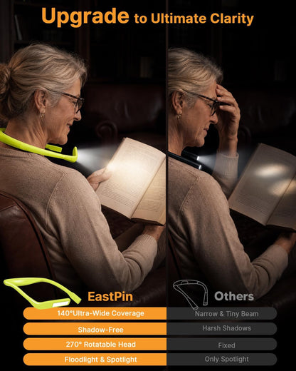 Reading Light, Rechargeable Neck Light, Stepless Dimming Book Light