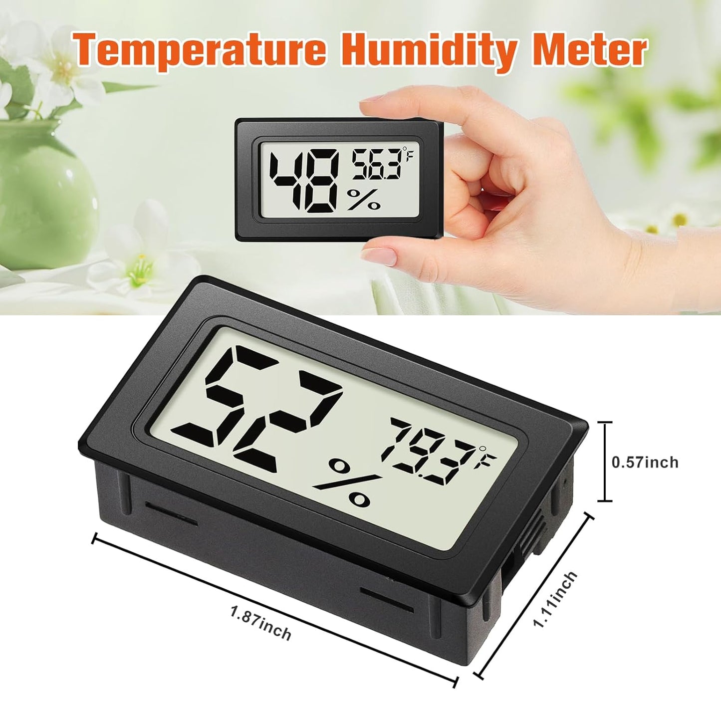 6 Pack Mini Hygrometer Indoor Humidity Meter, Small Digital Thermometer Humidity Gauge Meter, Indoor Thermometer Hygrometer Monitor Fahrenheit (℉) for Thermostat Reptile Tank, Mason Jars