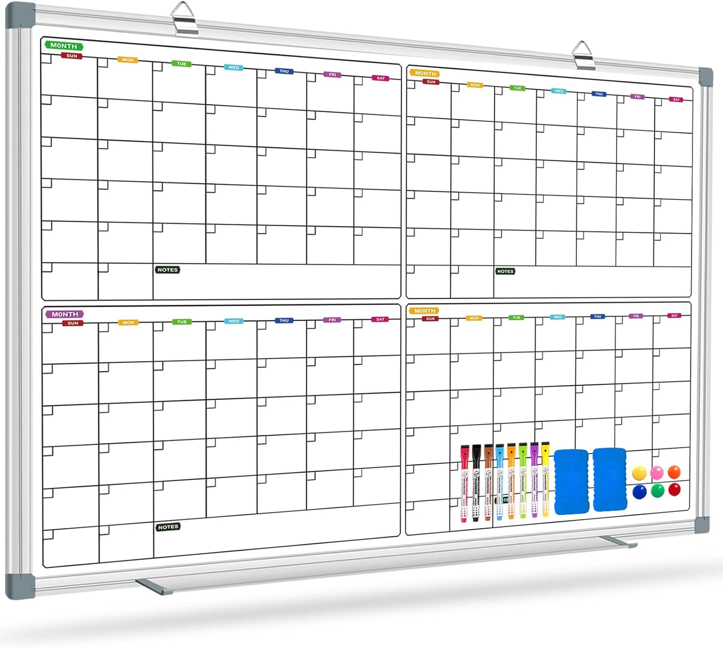 Magnetic Dry Erase Board Calendar for Wall 36" x 24", Monthly Calendar Whiteboard for Wall, Planning Board Bulletin Board Portable Board for Office, School, Home, Kitchen, Planning, Memo