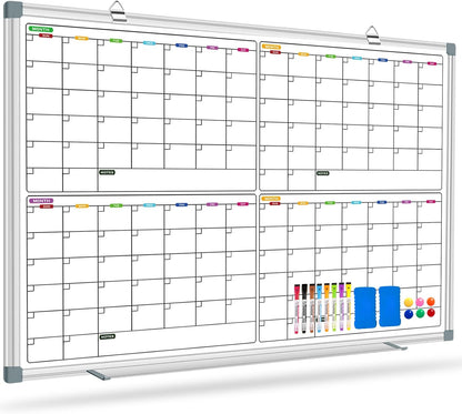 Magnetic Dry Erase Board Calendar for Wall 36" x 24", Monthly Calendar Whiteboard for Wall, Planning Board Bulletin Board Portable Board for Office, School, Home, Kitchen, Planning, Memo