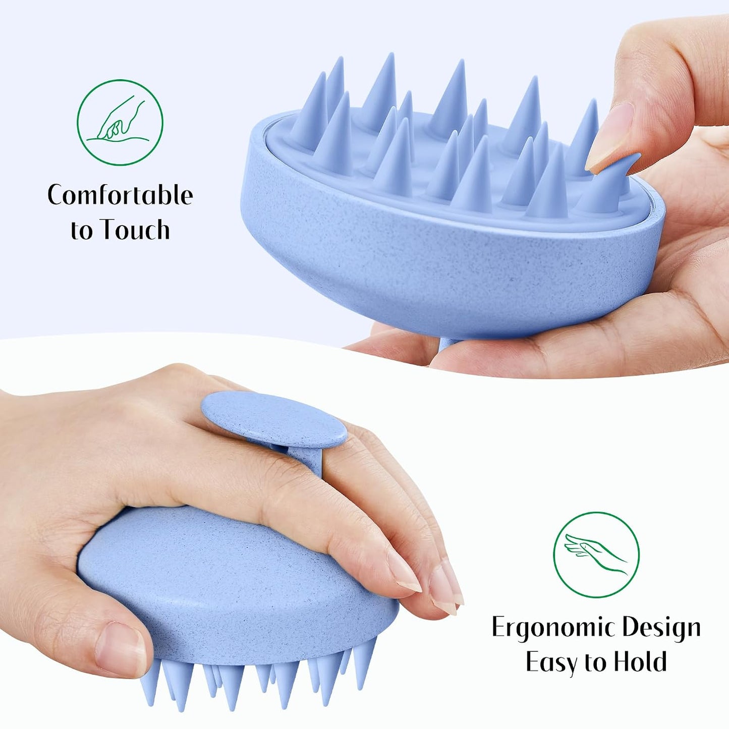 HEETA Scalp Scrubber Shampoo Brush, Scalp Massager Tool for Hair Growth, Soft Silicone Bristles for Dandruff Removal Wet Dry Use Women Men Kids Pet, Fit All Hair Types Care, Green