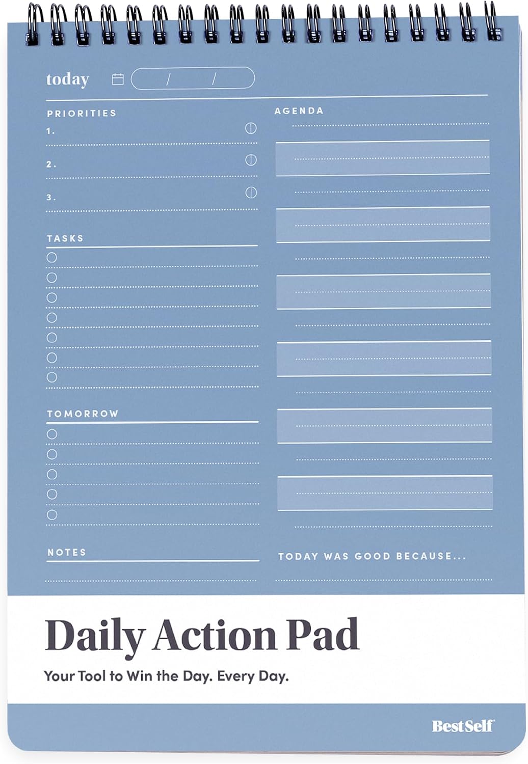 BestSelf Co. Daily Action Pad 60 Sheets – 120 GSM Paper, Ring-Bound Work Planner & To-Do List Notepad | Daily Planner for Productivity | Hourly Schedule, Task Checklist & Tomorrow’s Plan