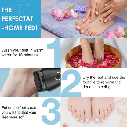 Electric Foot File Callus Remover for Feet - 6pcs Larger Grinding Head&3Speed, Pedicure Kit Foot Scrubber Deadskin Callus Remover, Foot Care Kit Pedicure Tools for Dead Skin Callus Hardskin Dry Cracks