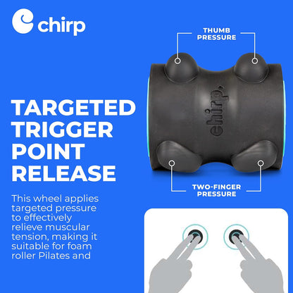 Chirp Wheel XR 3P Massage Roller Set - 10” Acupressure, 6” Knot-Kneading Thumb, 4” Neck & Headache Tension Relief, High Density Foam Massage Rollers for Back & Neck Pain, 500lbs Capacity, Black
