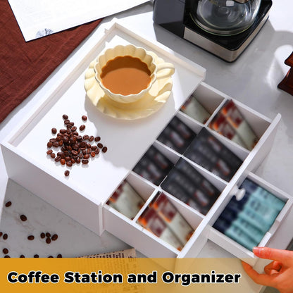 Cinnvoice Tea Bag Organizer Wooden Tea Storage Box, Black