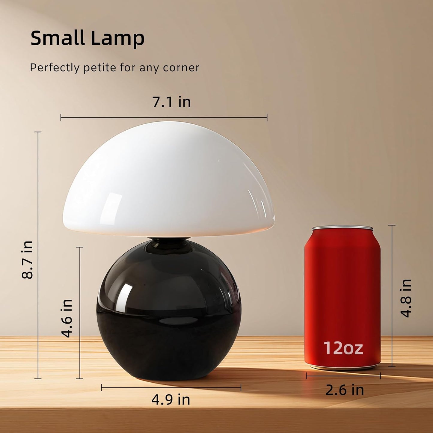 Dawnwake Mushroom Lamp Table Lamp for Bedroom,Desk Bedside Small Lamps for Living Room Night Stands,Mushroom Decor Cute Mini Modern Mid Century Lamps,Unique Aesthetic Home Living Room Decor(White)