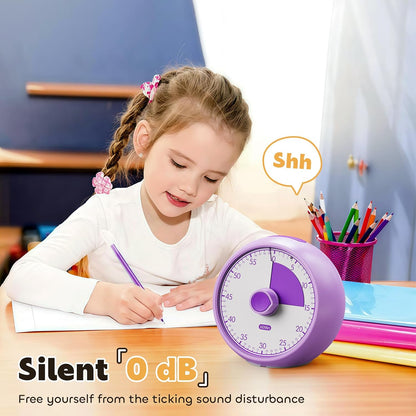 Visual Timer for Kids 60-Minute Countdown Timer with Optional Alarm, Focus Tool for ADHD & Autism, Time Management for Homework, Chores, Office, Kitchen, Teaching & Study Routines (Pink)