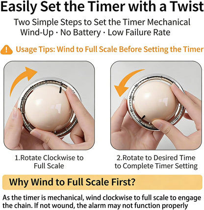 Planet Mechanical Visual Timer, 60-Minute Wind Up Analog Timer, No Batteries Loud Alarm, ABS Retro Kitchen Timer for Cooking,Baking,Egg Boiling,Gym,Workout,Study,Pomodoro,Large Dial Desk Clock