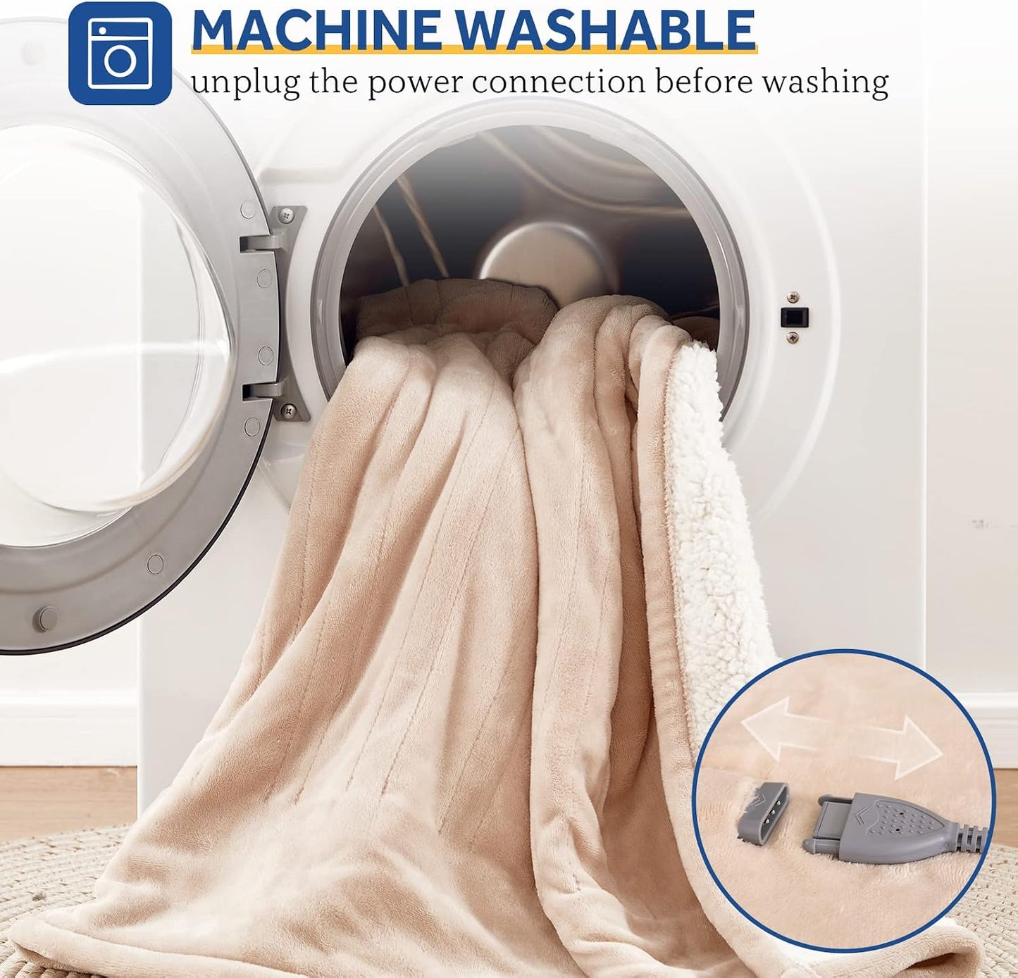 Sealy Electric Throw Blanket, Flannel & Sherpa Heated Throw with 6 Heating Levels & 2-10 Hours Auto Shut Off, Fast Heating & Machine Washable, 50x60 Inch, Light Grey